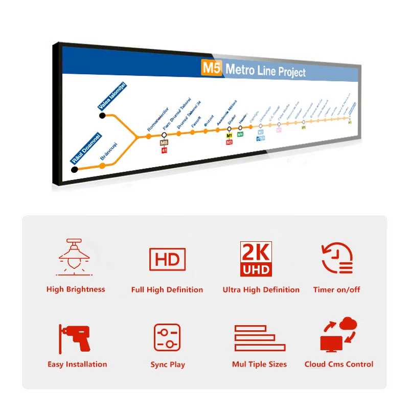 LCD TFT Monitor Based HD DVI Input Stretched LCD Metro Dynamic Map Display for Route