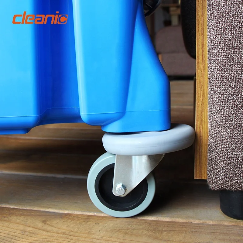 Color coded commercial mopping system red yellow blue green portable compact mop bucket cleaning cart on wheels