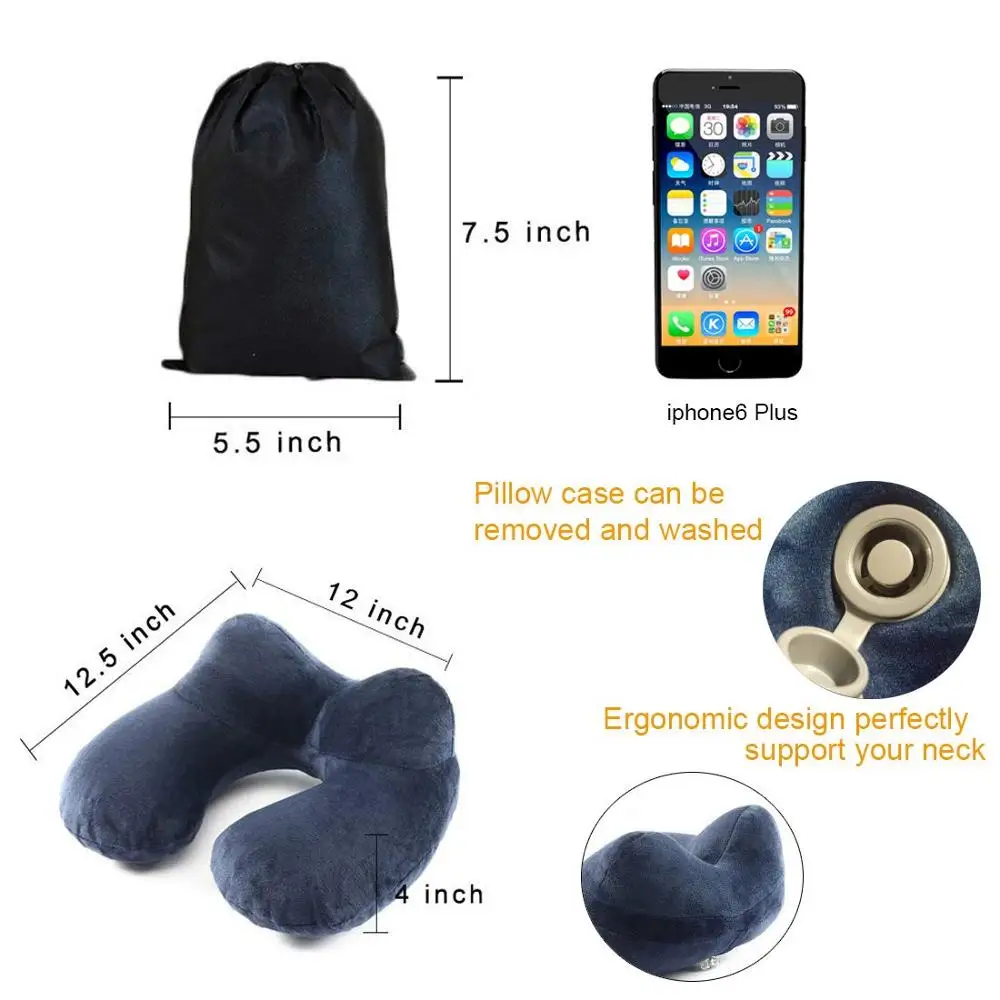 Neck & Support Ultralight Inflatable Air Travel Pillow for Airplane Travel, Camping