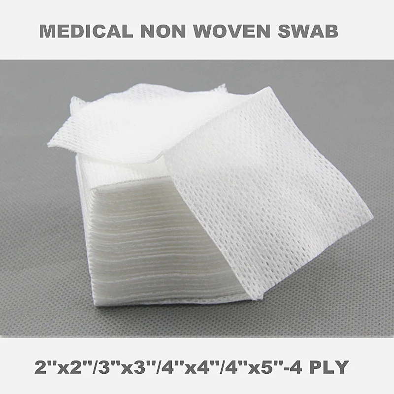 Surgical Square Packs Medical Sterile Non-Woven Swabs Pads 5x5 10x10 Breathable Organic Spunlace Technics Plain Style