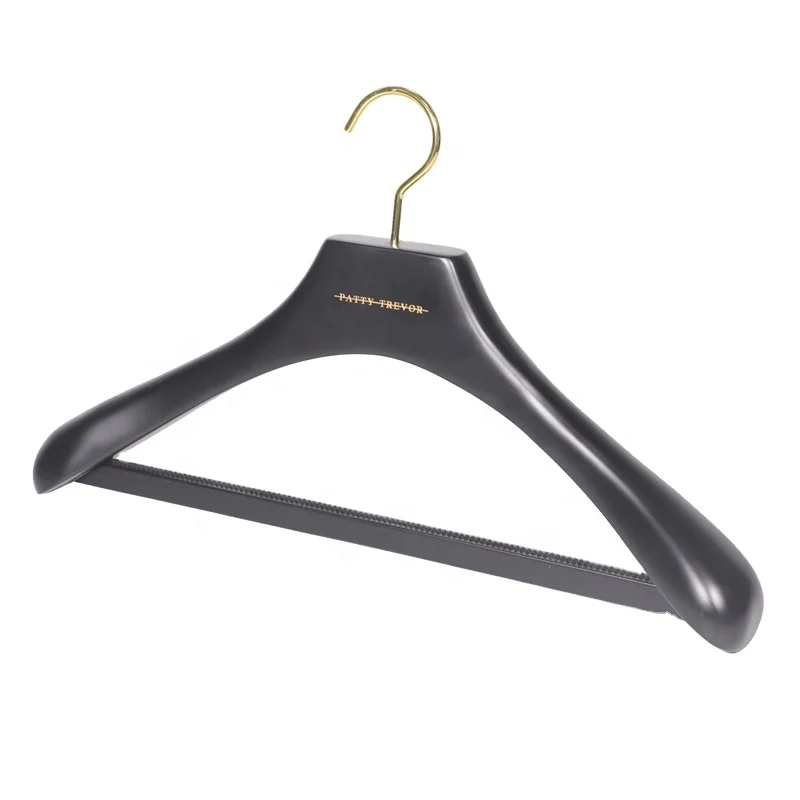 
luxury custom logo black strong clothing wooden coat jacket suit hanger 