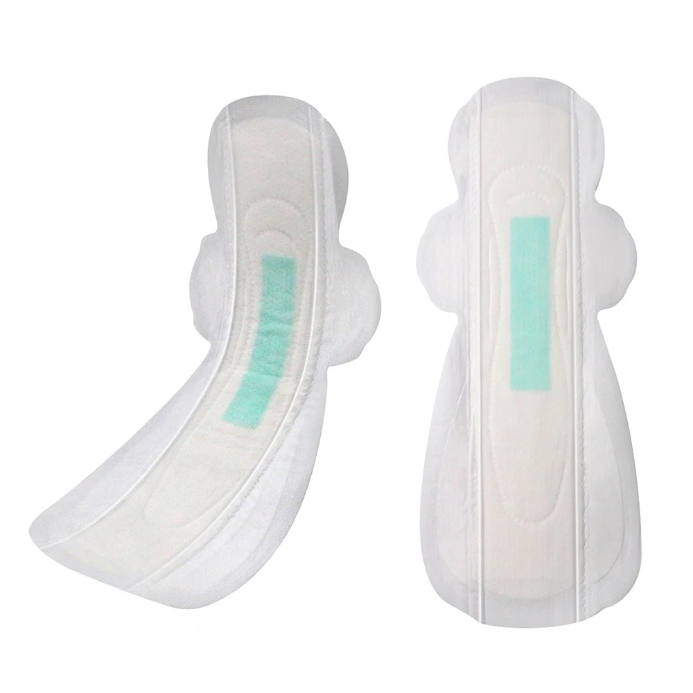 Free Sample OEM ODM Soft Disposable Sanitary Pad Napkin For Women Use With Green Chips