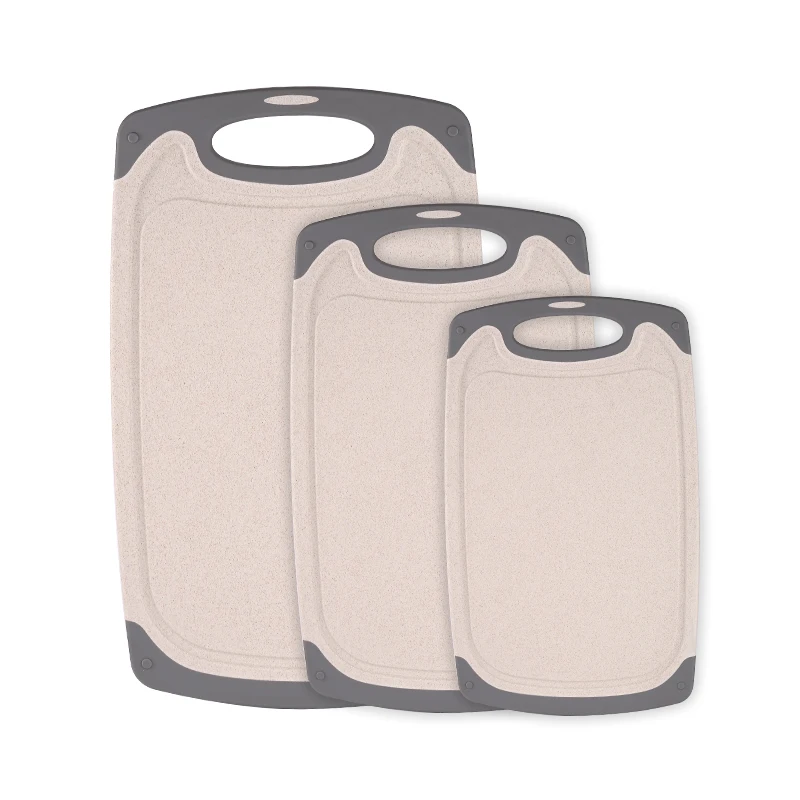 Set of 3 Pieces Large Plastic Kitchen Cutting Board Straw Wheat Material Small Chopping Board Set Chopping Board