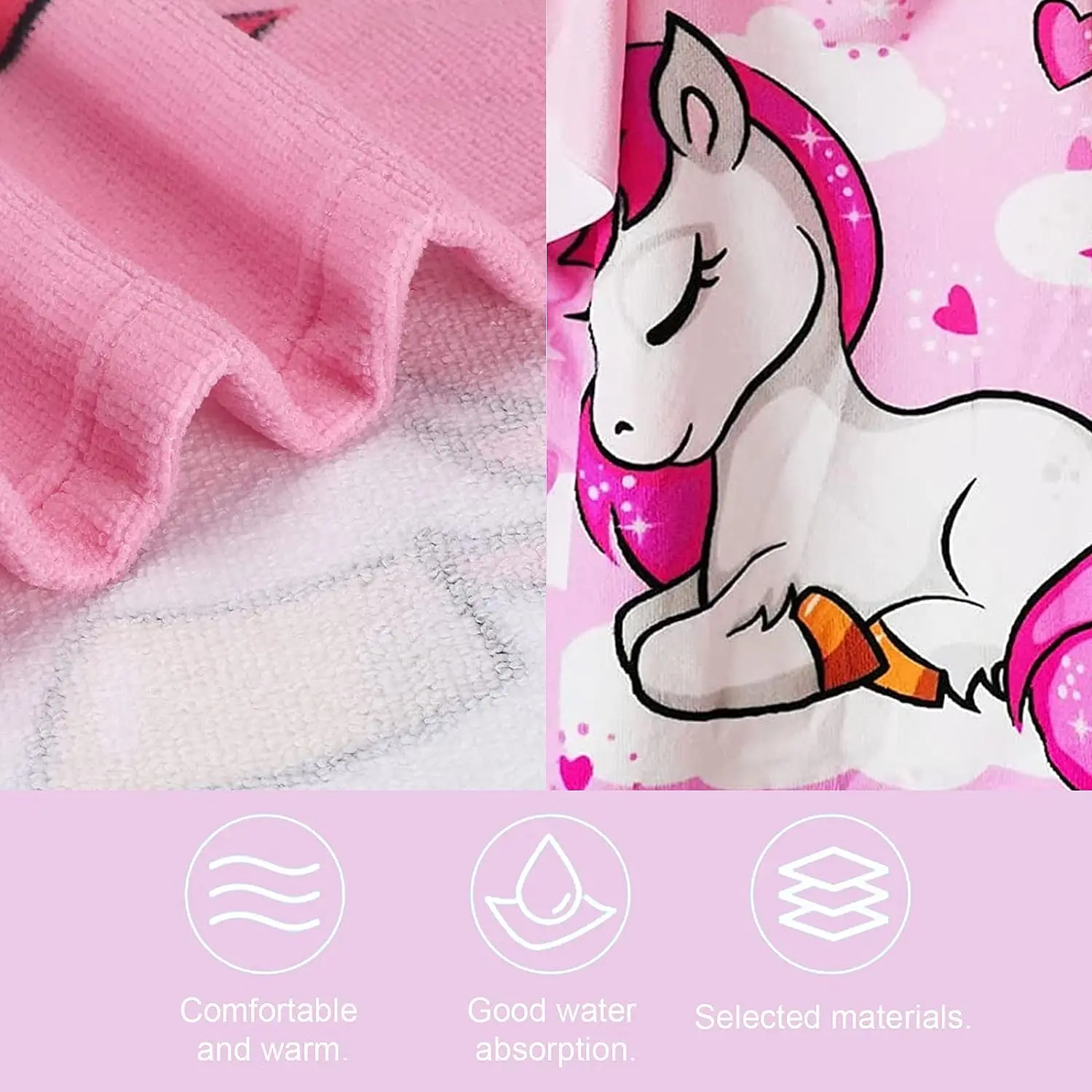 Hot Selling printing Custom Beach Swim Quick Drying Cartoon  Kids Poncho Children Hooded Beach Towel