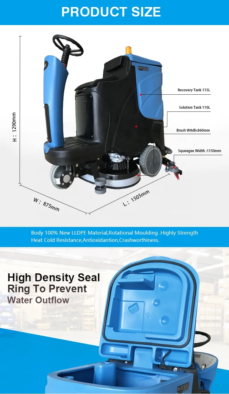 MLEE-850BT Battery Wet Dry Floor Sweeping Machine Gym School Airport Concrete Marble Tile Floor Scrubber