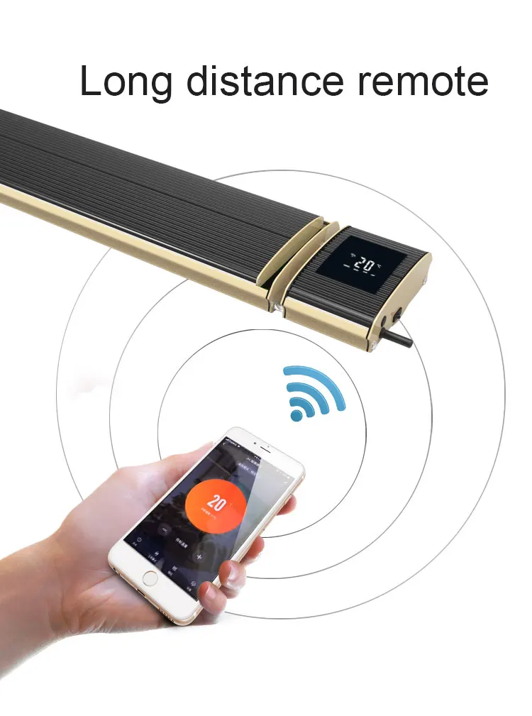 JHheatsup Wifi outdoor strip heater patio panel el calentador electrico wall mounted infrared heater for Yoga garden