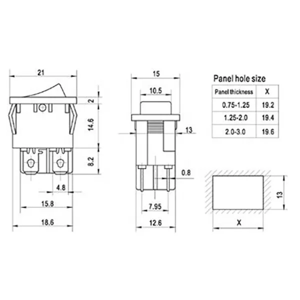 Centermcx 4 pin кулисный переключатель dpdt