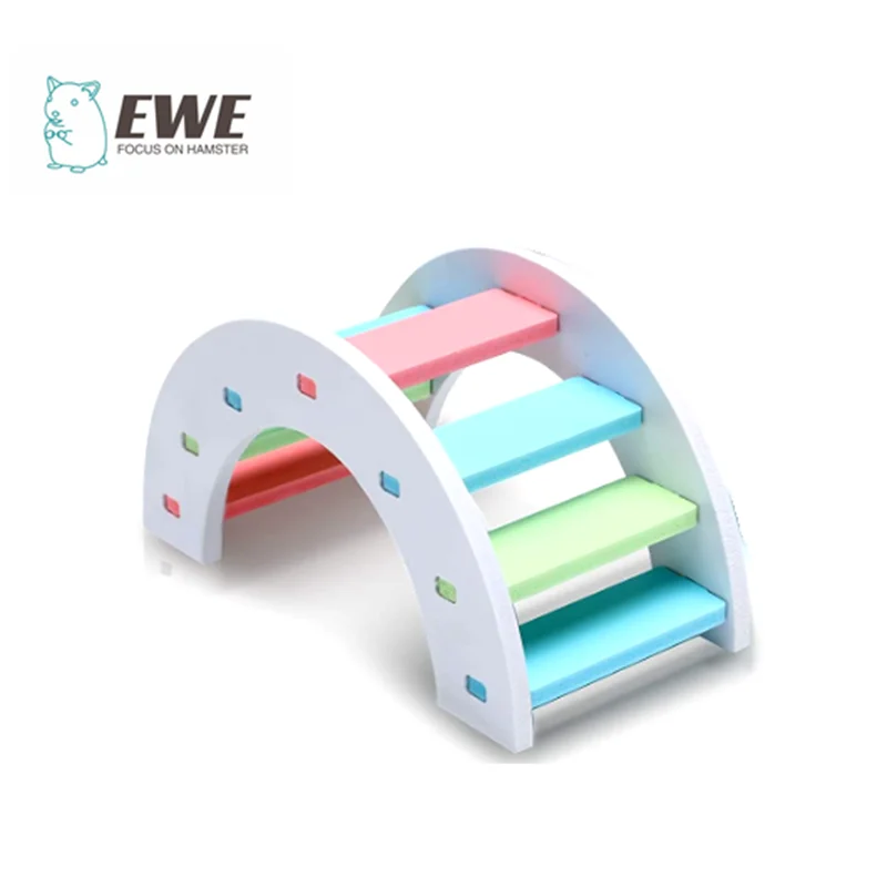 Fun Hamster Toys Guinea Pig Hideout Hamster Rainbow Bridge  Wooden House Cages Exercise Toys Accessories for Small Hamsters