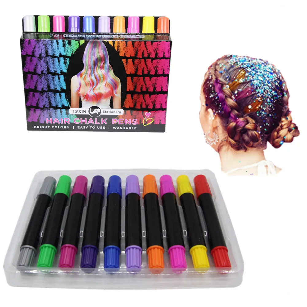 OEM 10 Piece Temporary Hair Chalk Pen Set
