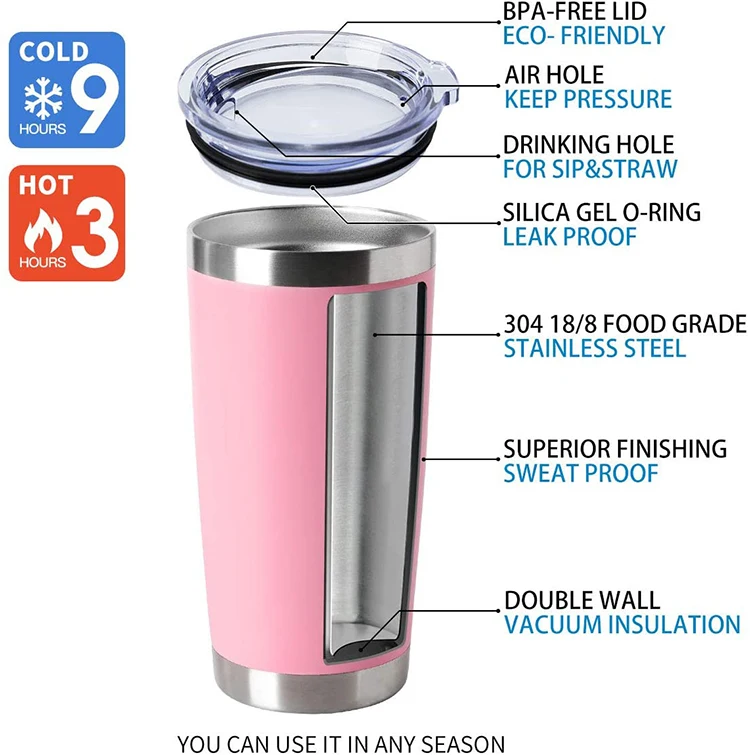 Custom 20OZ stainless steel thermos coffee mug thermal cup with lid