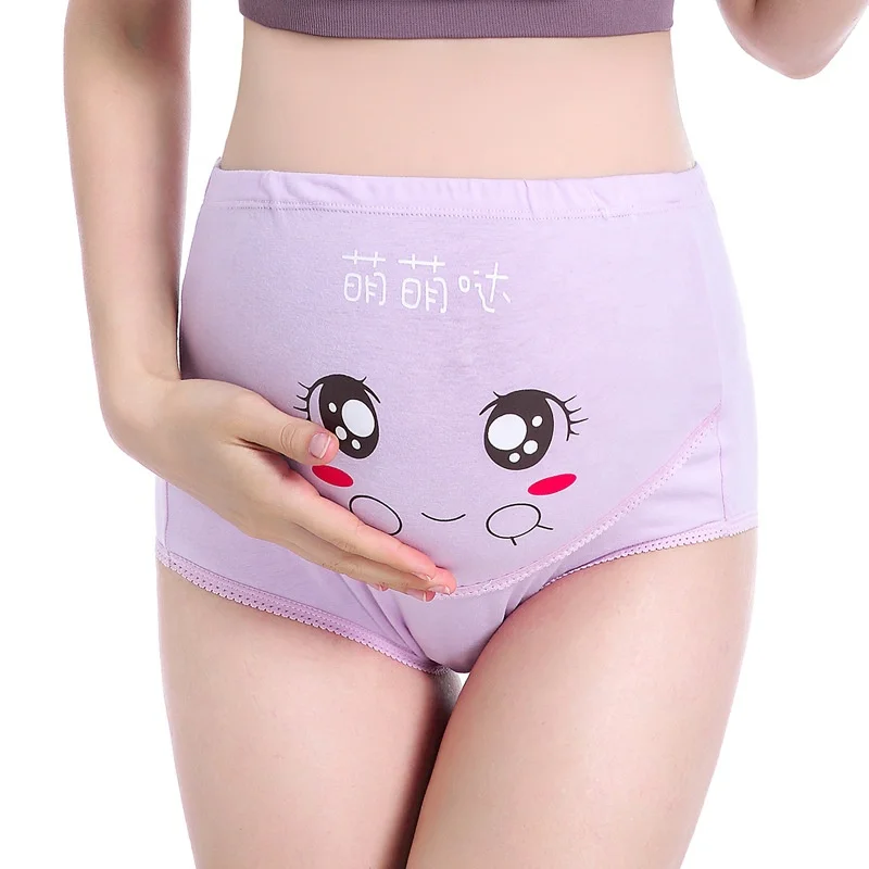 825# Cotton Breathable Cute Cartoon High-Rise Adjustable Button Female Maternity Women Pregnant Panties Underwear Briefs