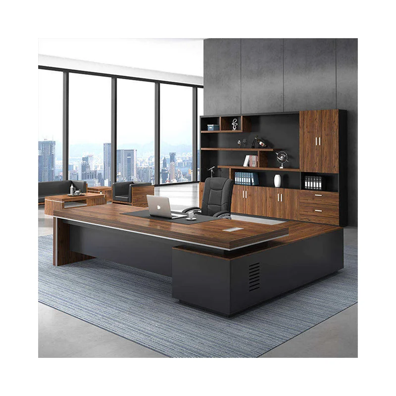 escritorio de oficina modern simple style MDF material L shape boss ceo executive office table desk with cabinet