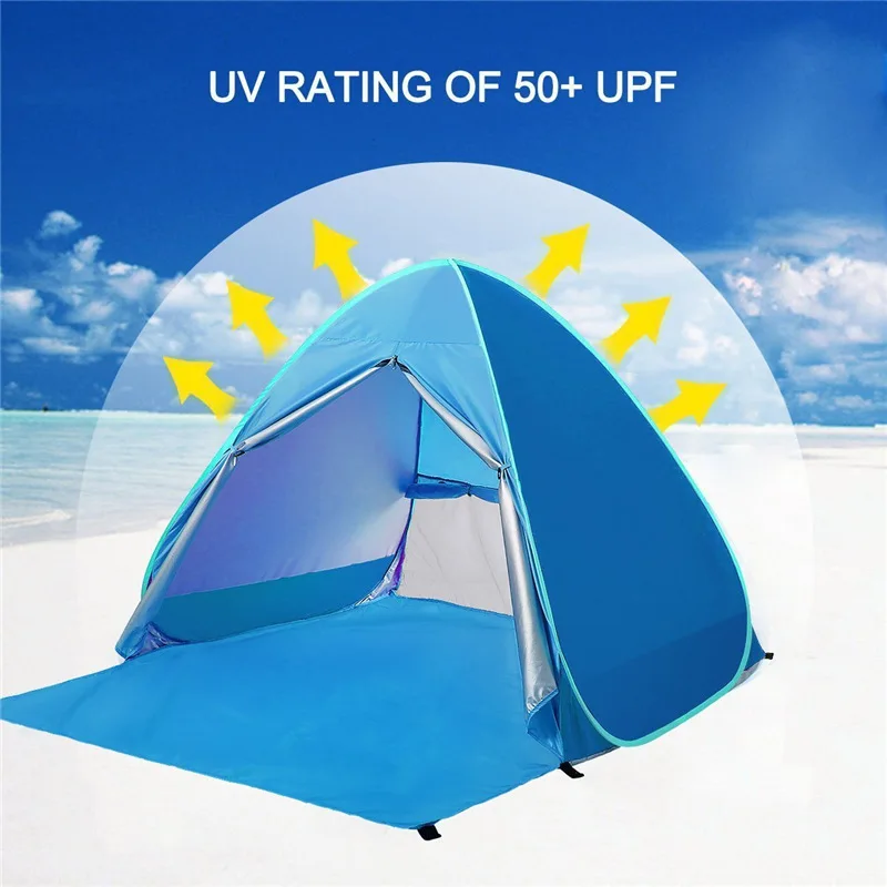 Portable Outdoor Beach Grassland Camping Tents Quick Build Single Layer 2 Person Tents for Park Picnic