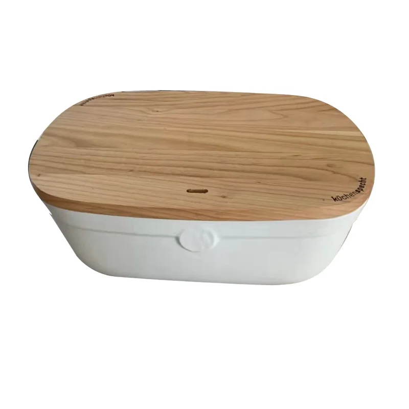 Ceramic bread bin bread box home storage jar round ceramic oval shape bread bin with wooden lid