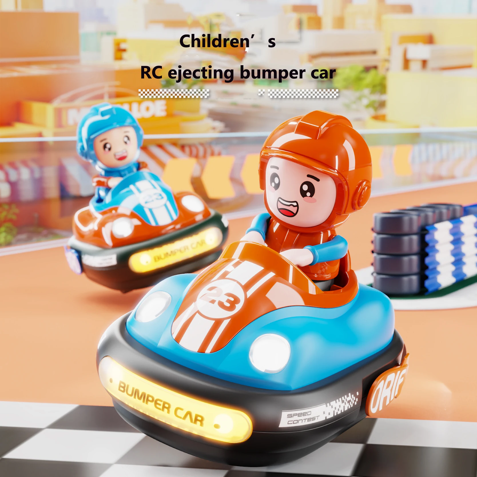 Fun game 2 player rc bumper cars kids vehicle toys battle bumper remote control car toy with box packing