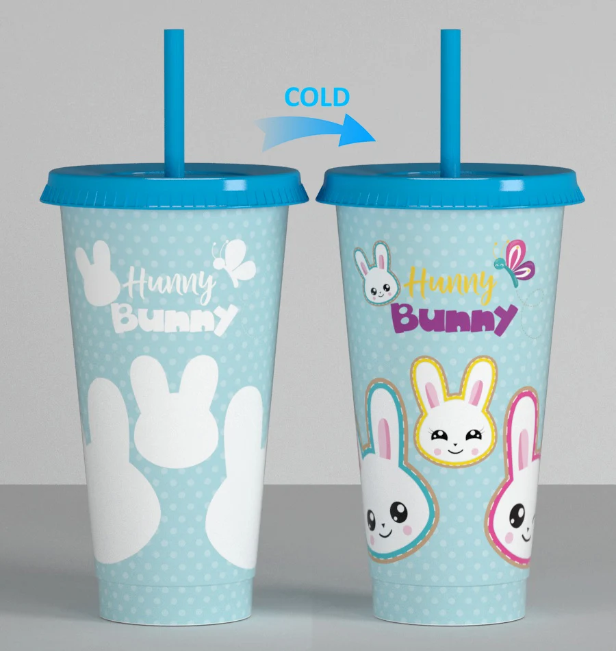 Крышки и соломы холодной 24 oz пластиковые чашки с изменением цвета Ремесла подарок украшения пасхальные для детей