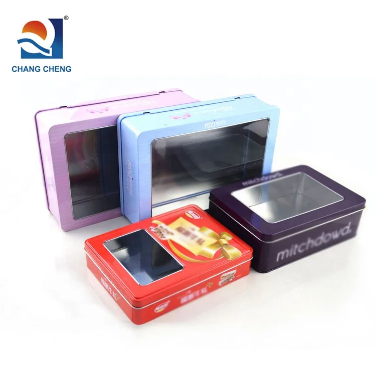 Best-selling The New Clear Window Tin Box For PVC Material Gift Nougat Tin Box Food Grade Candy Clear Window Tin Box