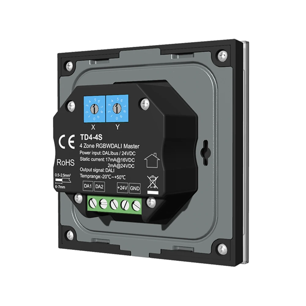 Новый Сертифицированный DALI-2 4-зонный главный контроллер TD2-4S RGBW настенная стеклянная сенсорная панель с питанием от автобуса DALI или 24VDC