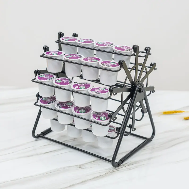 360 Degree Rotatable Metal 40pcs Observation Wheel Coffee Capsules Holder Carousel K Cup Coffee Pod Holder