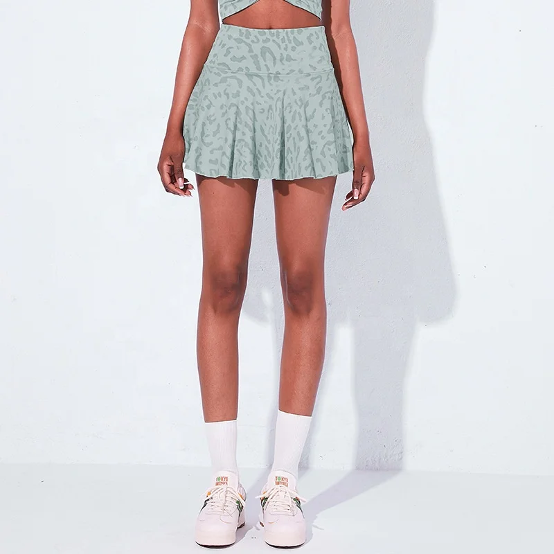 2022 outdoor quick-drying sports suit skirt tennis wear leopard print breathable tennis skirt women