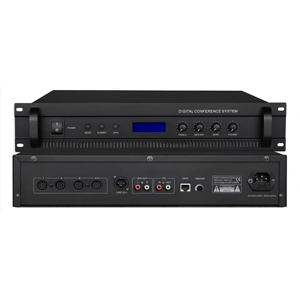 Digital multi-functional professional wired conference host with high-definition display discussion conference system