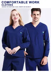 Cyalaa China Wholesale Hospital Uniform Suit Long Sleeve Unisex Medical Scrub Uniform Sets Clinic Sets Nursling Top +Pant
