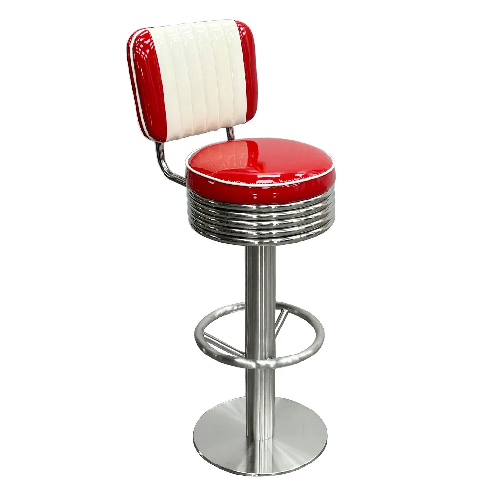 commercial leather swivel high counter height stainless steel metal bar stool chairs designer kitchen counter chairs