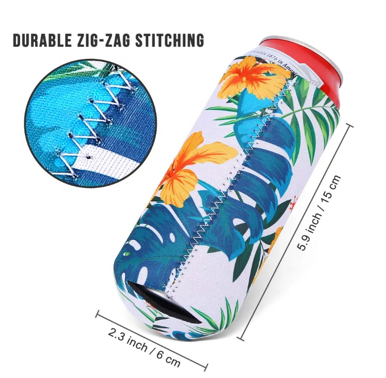 
12 oz Slim 330ml Wholesale Neoprene Beer Bottle Cooler Sleeve Sublimation Printing Neoprene Beer Bottle Can Cooler Holder 