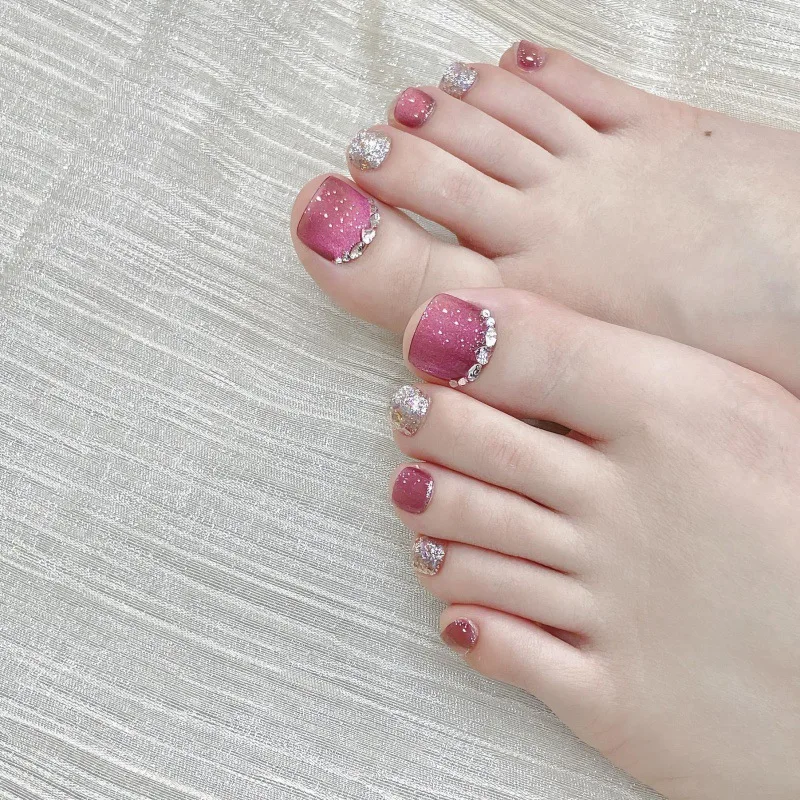 Design B1-B68 Collection New Design Toe Nails Private Label Toe Nails Luxury Diamond  French Coffin  Press on Toe Nails