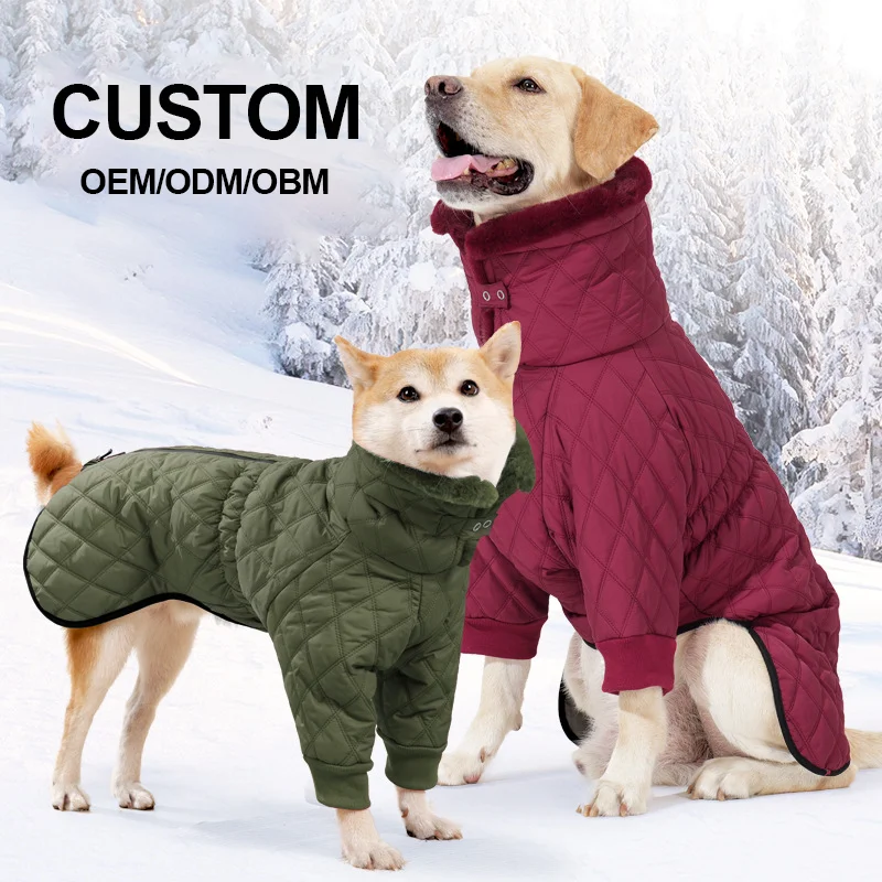 High Quality Winter Warm High Collar Dog Clothes New Design Two-legged Windproof Dog Jackets Cotton Pet Coats