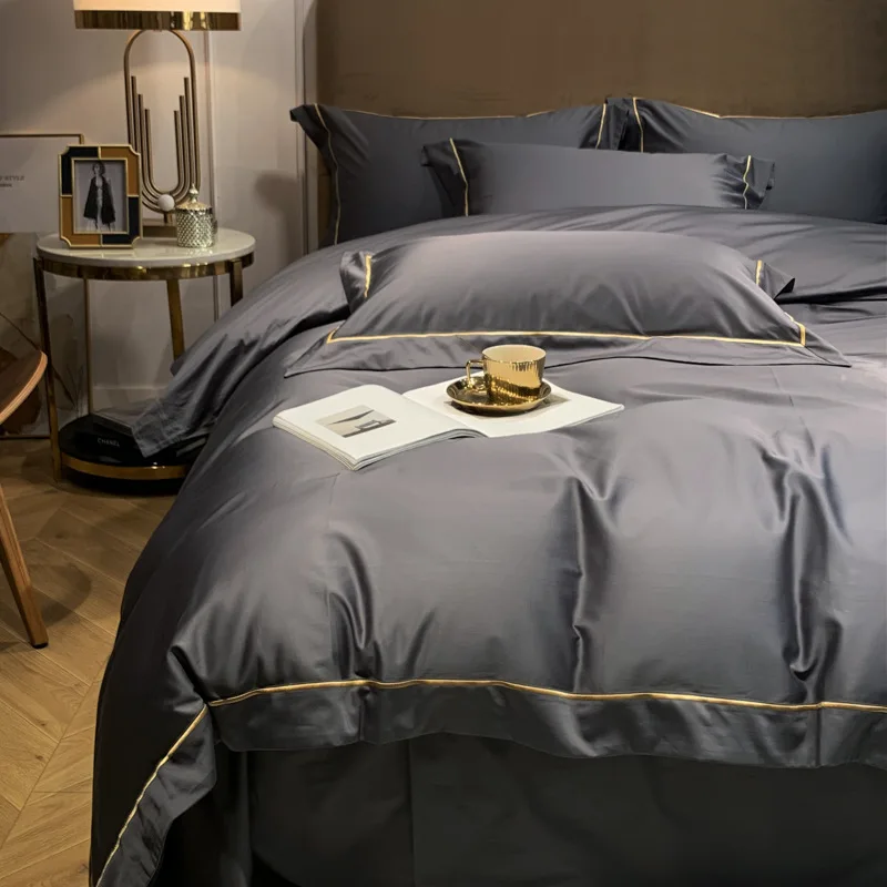 Queen Size Black 400 Thread Count 100% Cotton  Dobby Plain Sheet Set