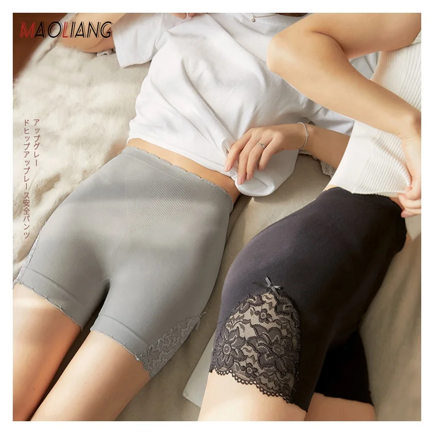 40415 Wholesale Ladies Lace Safety Shorts Underpants High Waist Anti-shine Leggings Brief Seamless Panties Women Boxer Underwear