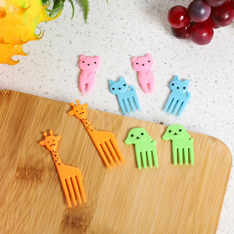 Animal Fruit Fork Food Grade Plastic Mini Cartoon Kids Cake Fruit Toothpick Bento Lunch Bento Accessories