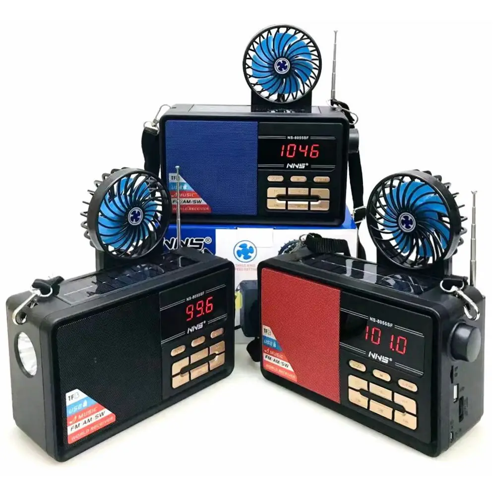 NS-8055SF am fm sw digital radio cool fan USB radio solar powered am/fm radio with torch