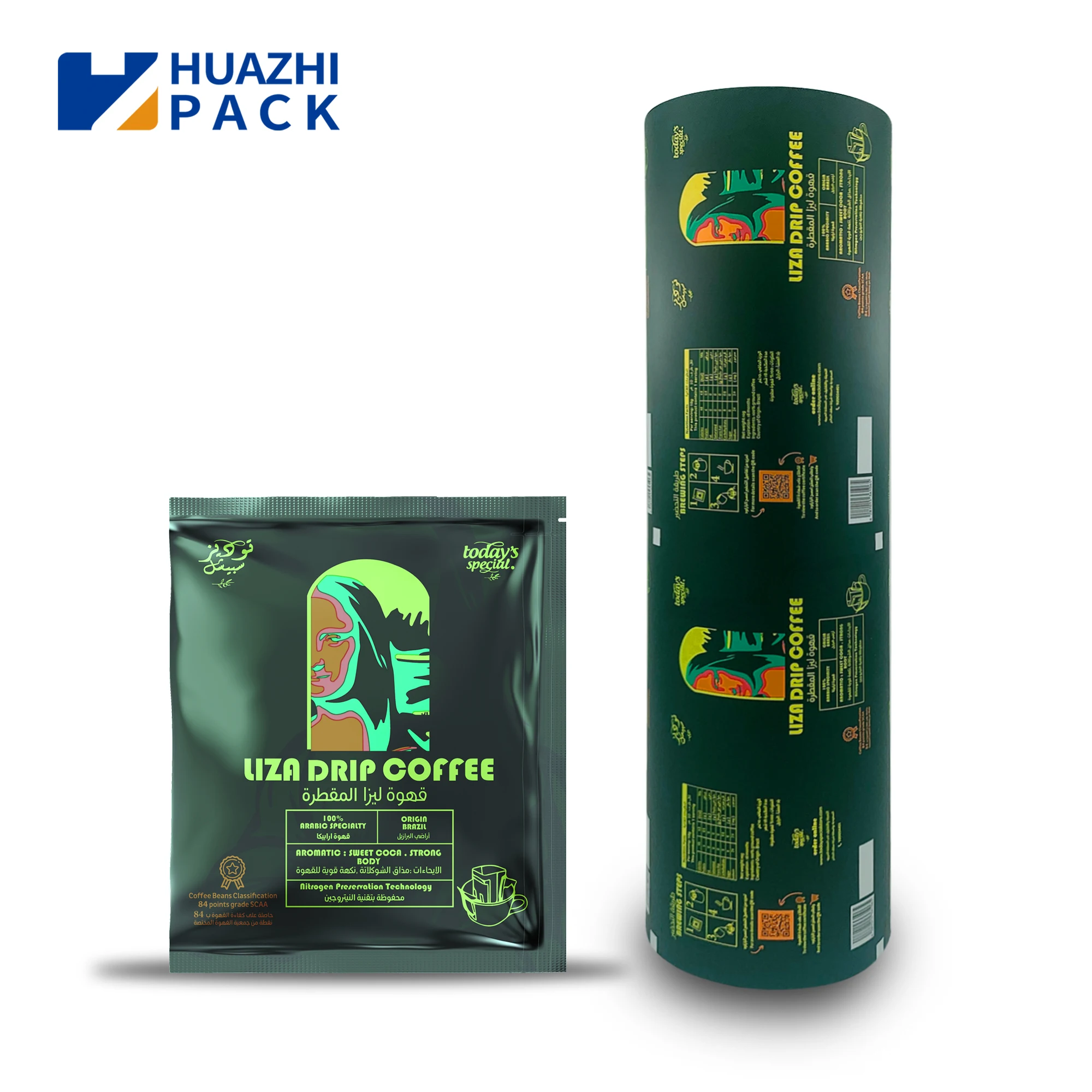 Custom Print Plastic Foil Laminated Heat Sealable Plastic Snack Milk Powder Protein powder Roll Film For Automatic Packing