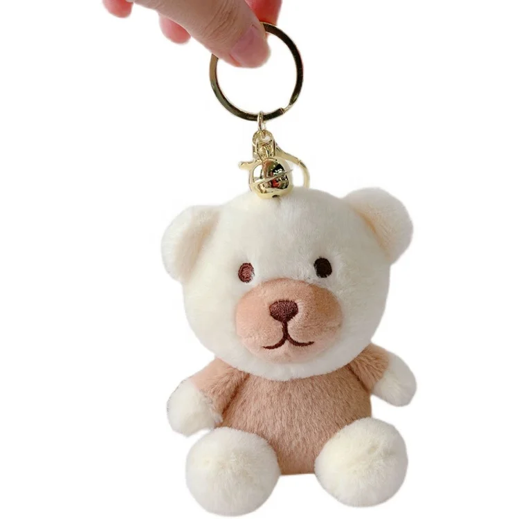 Wholesale 10mm furry Stuffed bear keychain plushies teddy bear keyring toy