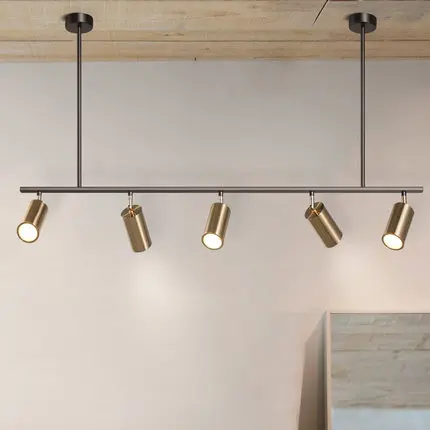 Modern custom black metal and gold magnetic linear rectangle track ceiling fixture chandelier led pendant light