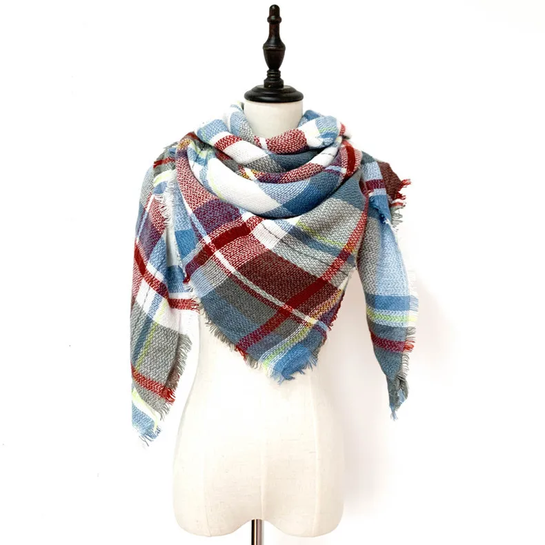 New Style Winter Square Shawl Italian Cashmere Women Oversized Plaid Blanket Scarf