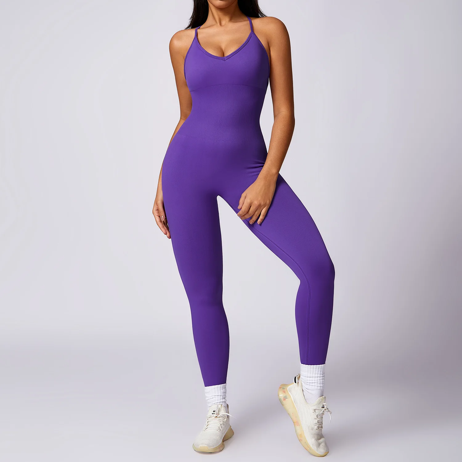 Wholesale Backless women-one-piece-jumpsuits yoga bodysuit sexy  sports fitness custom playsuits for girls