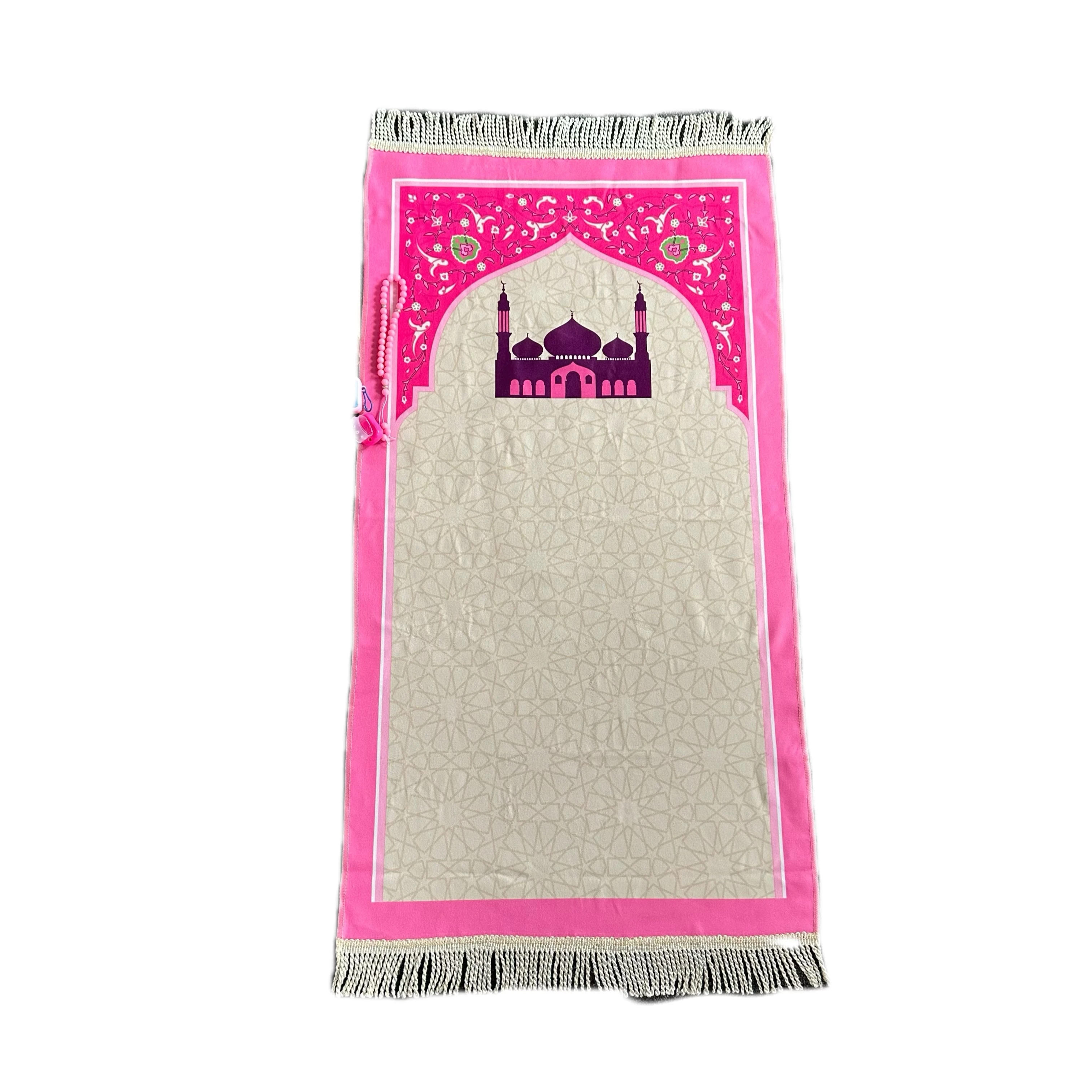 For amazon whosale travel Travel Portable Muslim Gifts Children printing type  Kids Prayer Mat Set for  Muslim holiday gifts