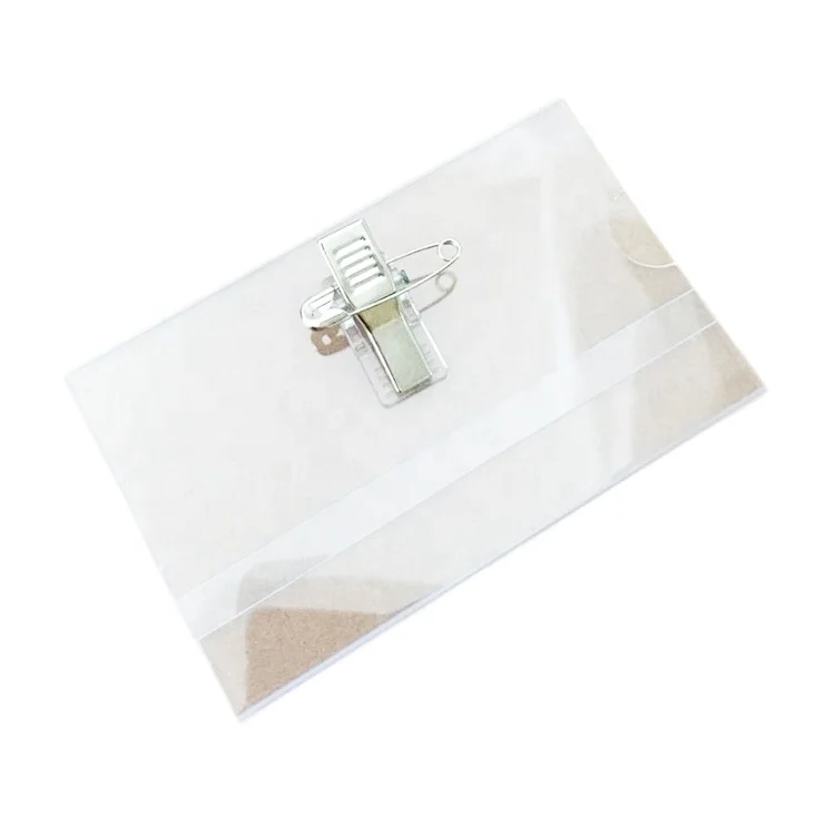 91x62mm / 90x54mm  Pin Clip Name Badge Tag Holder Clear soft PVC ID Card Holder for Office Meeting ID Holding