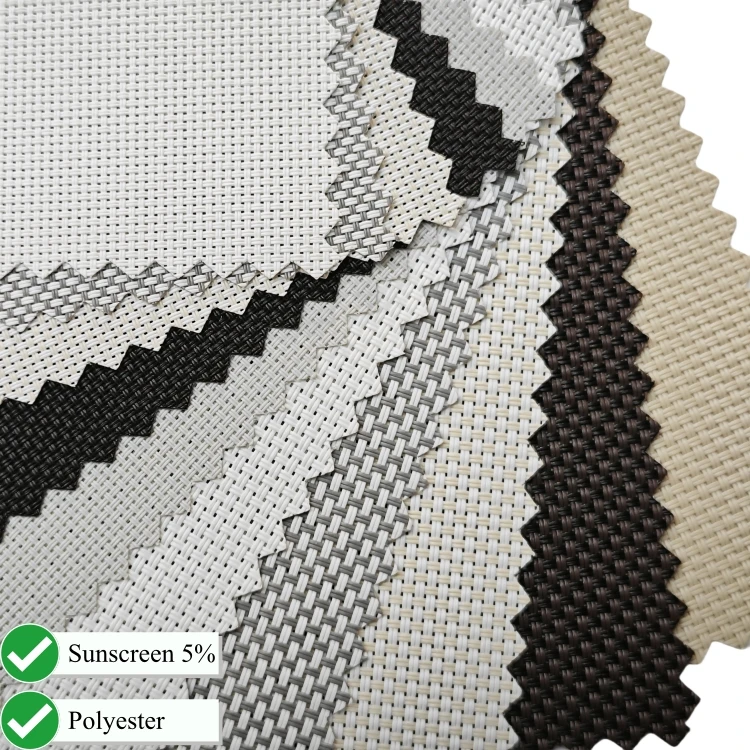 Hot Selling Polyester +PVC Openness 1% 3% 5% Roller Blind Fabric Sunshade Solar Screen Sunscreen Fabric