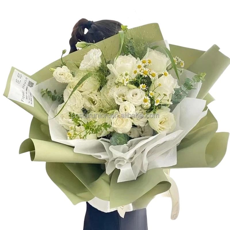 Solid Color Macaroon Florist Bouquet Wrapping Package Paper Floral Material Waterproof Plastic Paper Flower Packaging Paper