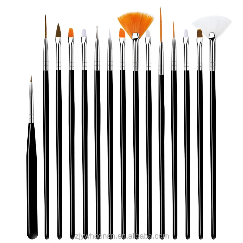 Nail Supplies 15Pcs Liner Drawing Pen Set  Nail Art Brush Set Acrylic Brush UV Gel Painting Nail Art Nylon Hair Brush set