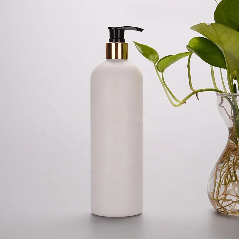 500ml HDPE Empty New Luxury 24mm Shampoo Bottle Shower Gel Round Bottle With Pump Dispenser