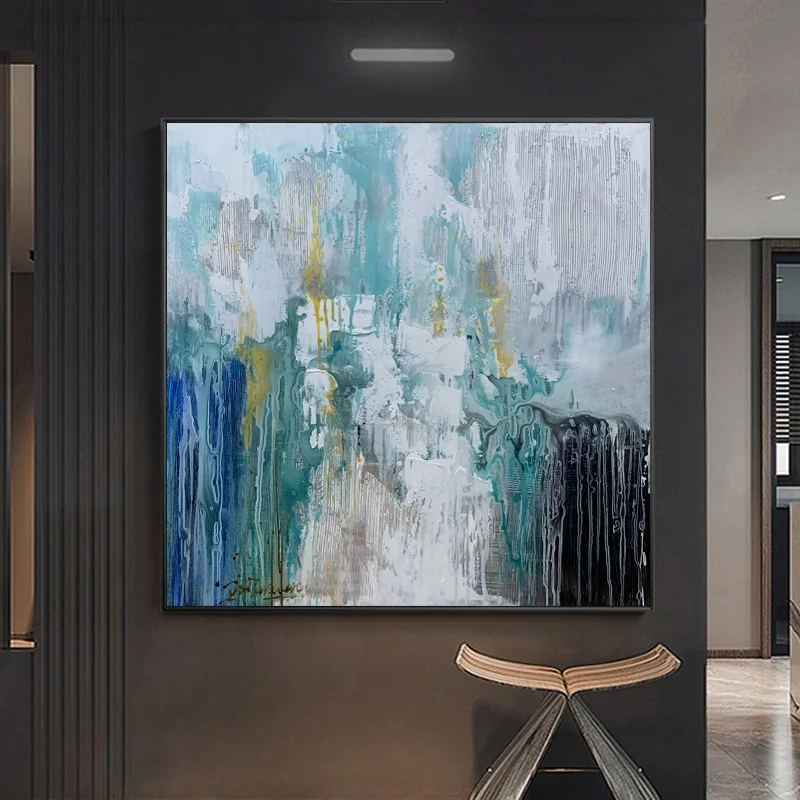 Wall Art Decoration Abstract Green Black and White Canvas Painting Hand Made Oil Painting Canvas Art