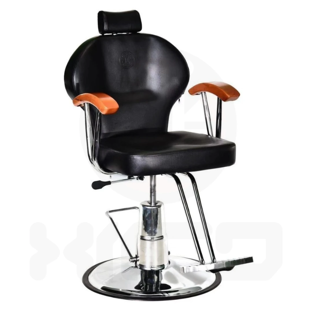 Wood Handle Used Barber Salon Furnitures Set Luxury Black Reclining Hairdressing Chair