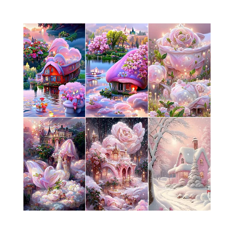 2023 Hot Selling Style Diy Wall Painting Canvas Fantasy Flowers 5d Diamond Paintings Kit on Canvas Home Decor D&D DIY Craft