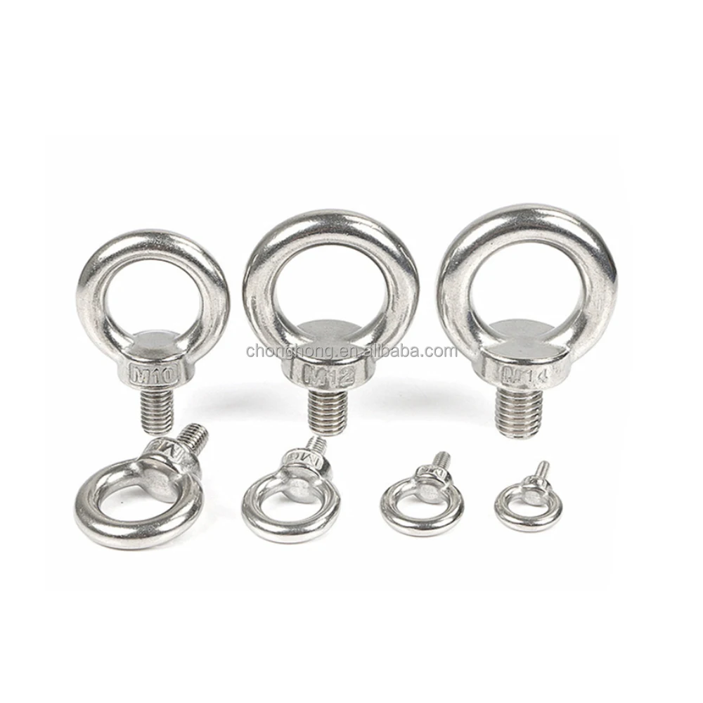 M6 M8 M10 M12 to M36 sus 304/316 stainless steel or galvanized forged lifting bolt eye nuts and screws DIN580