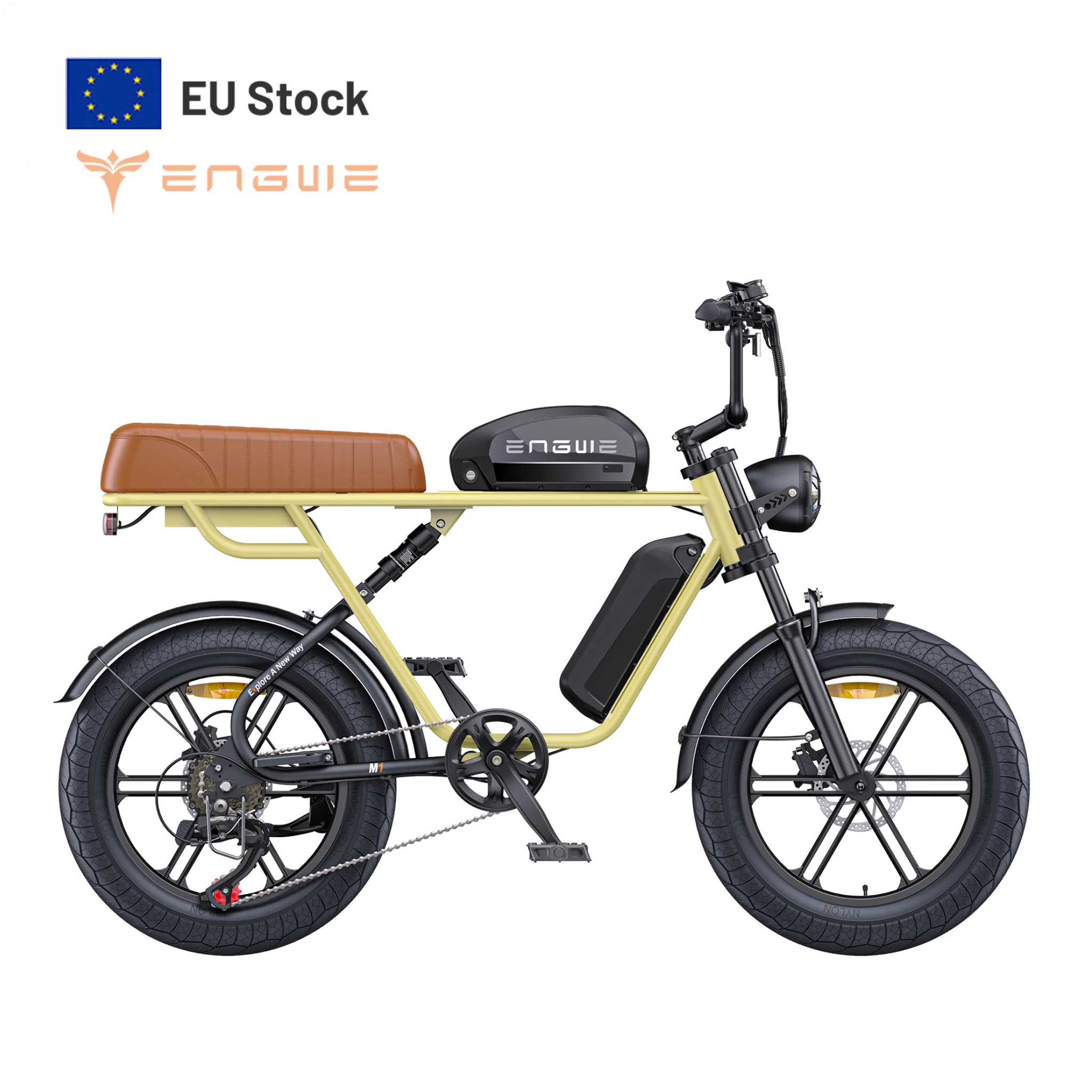 ENGWE M1 Single Battery Version  Electric Bibke  Max Speed 6KMH  48V 250W 15.6Ah Yellow Black Color EU warehouse 20*4.0 Tire